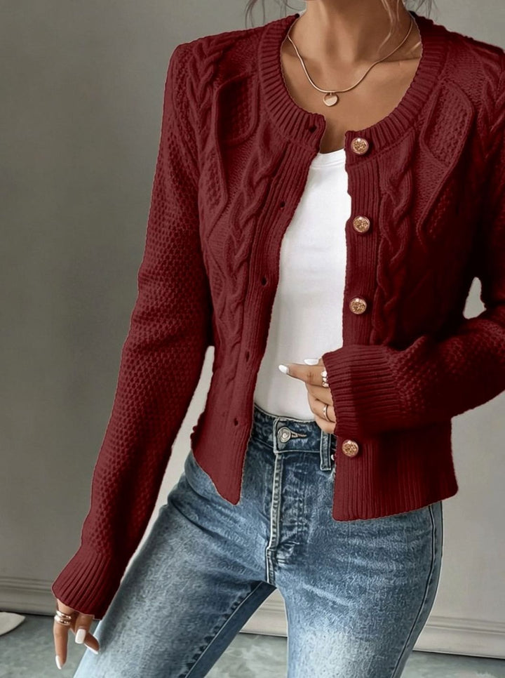 Women's Cable-Knit Button-Front Cropped Cardigan