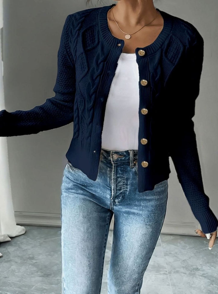 Women's Cable-Knit Button-Front Cropped Cardigan