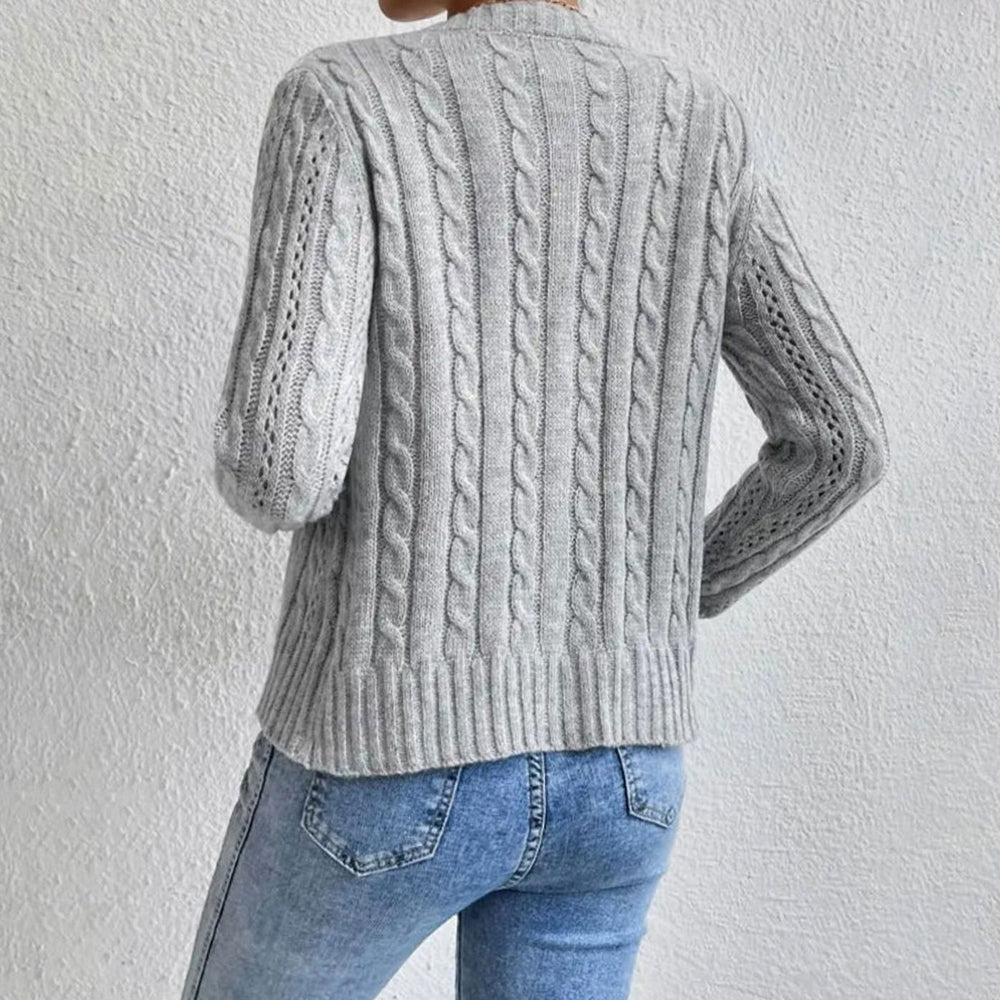 Women's Cable Knit Cardigan Button-Front Long-Sleeve Sweater