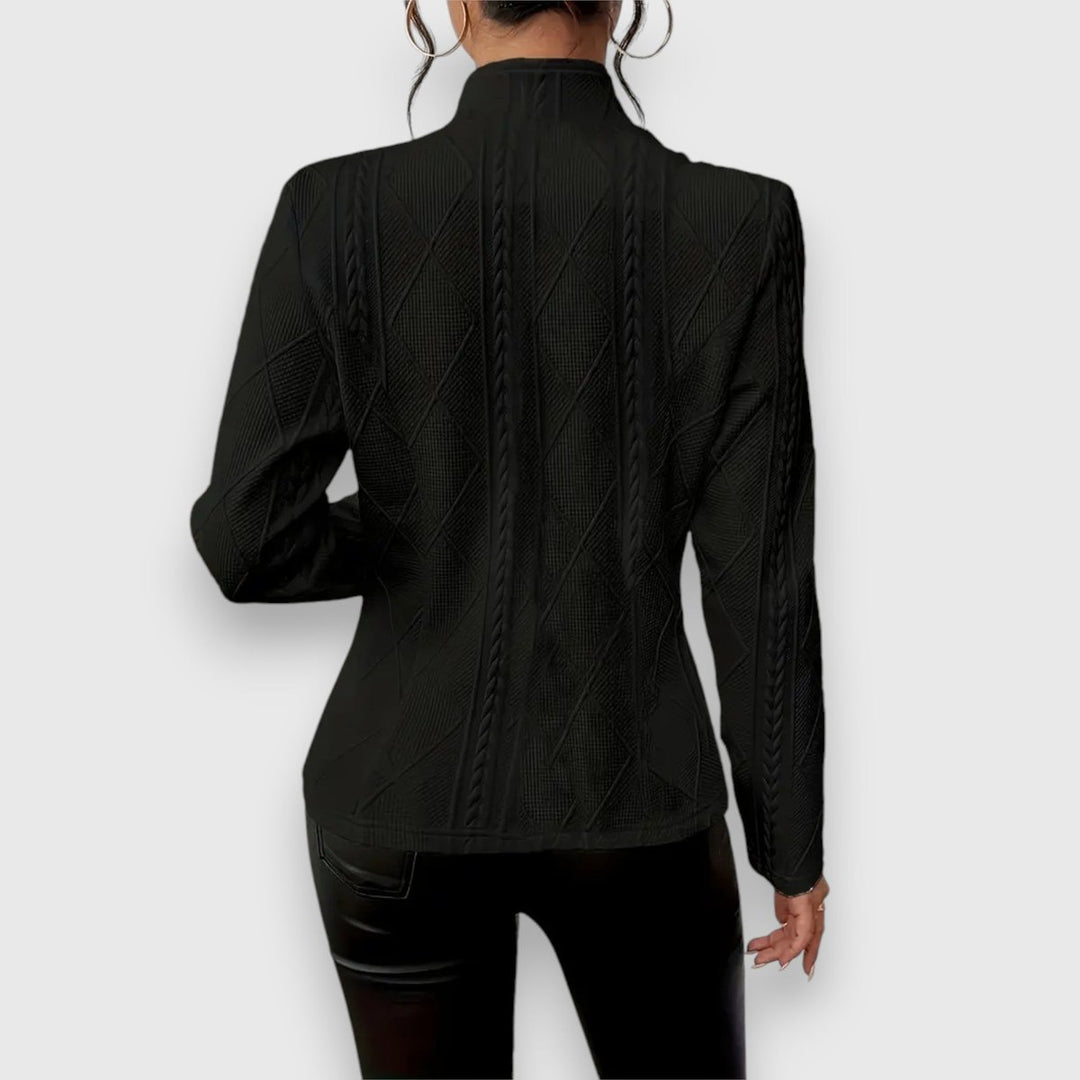 Women's Cable-Knit Textured Mock-Neck Long-Sleeve Sweater Top