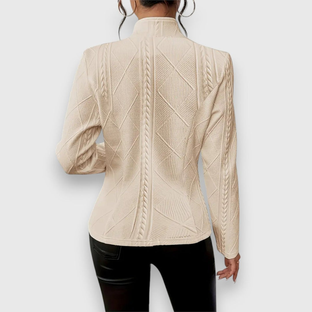 Women's Cable-Knit Textured Mock-Neck Long-Sleeve Sweater Top