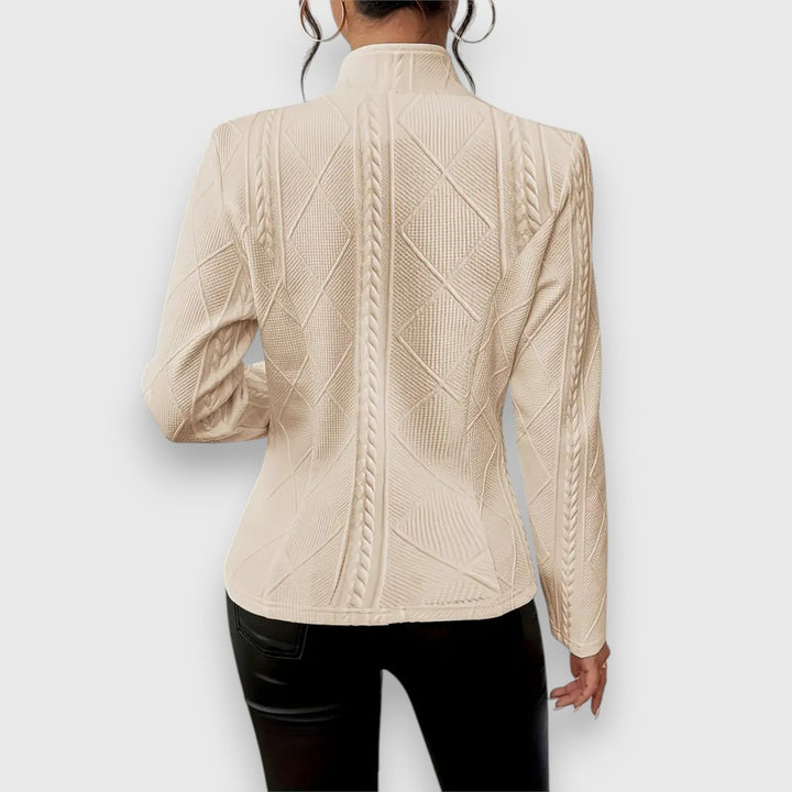 Women's Cable-Knit Textured Mock-Neck Long-Sleeve Sweater Top