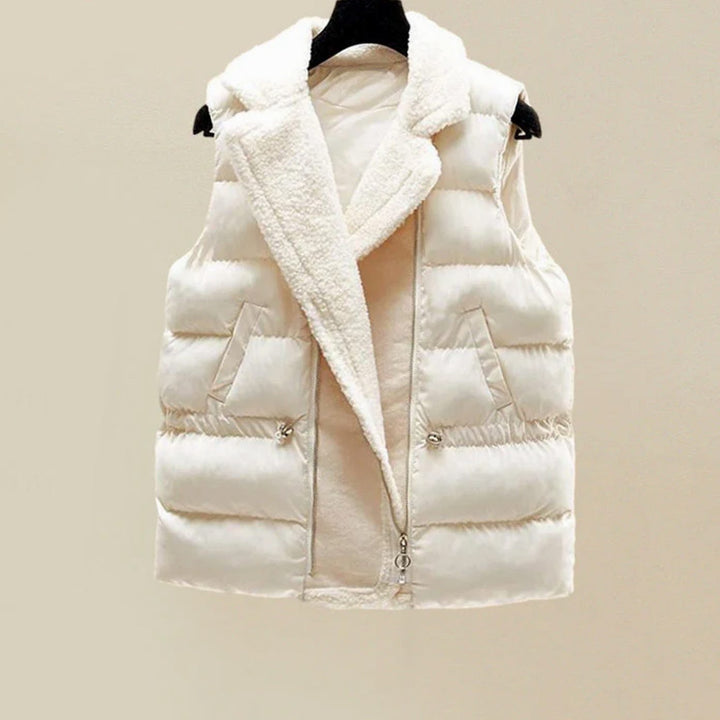 Women's Cable-Knit Turtleneck Quilted Vest Wide-Leg Loungewear Set