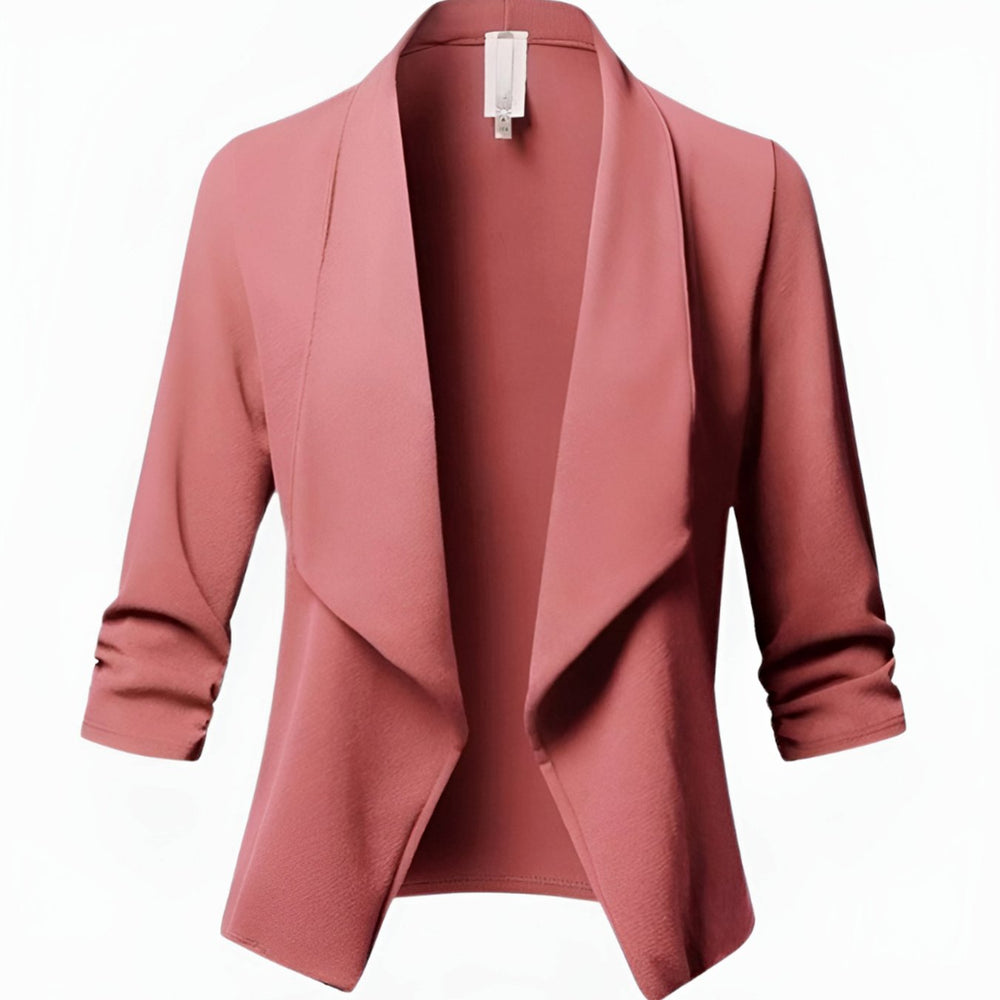 Women's Casual Open-Front Ruched-Sleeve Office Blazer