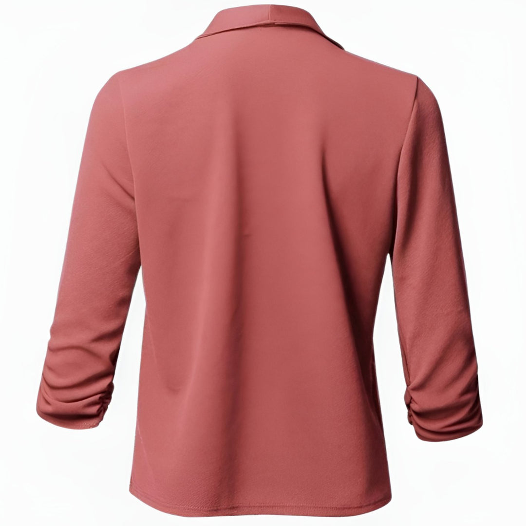 Women's Casual Open-Front Ruched-Sleeve Office Blazer