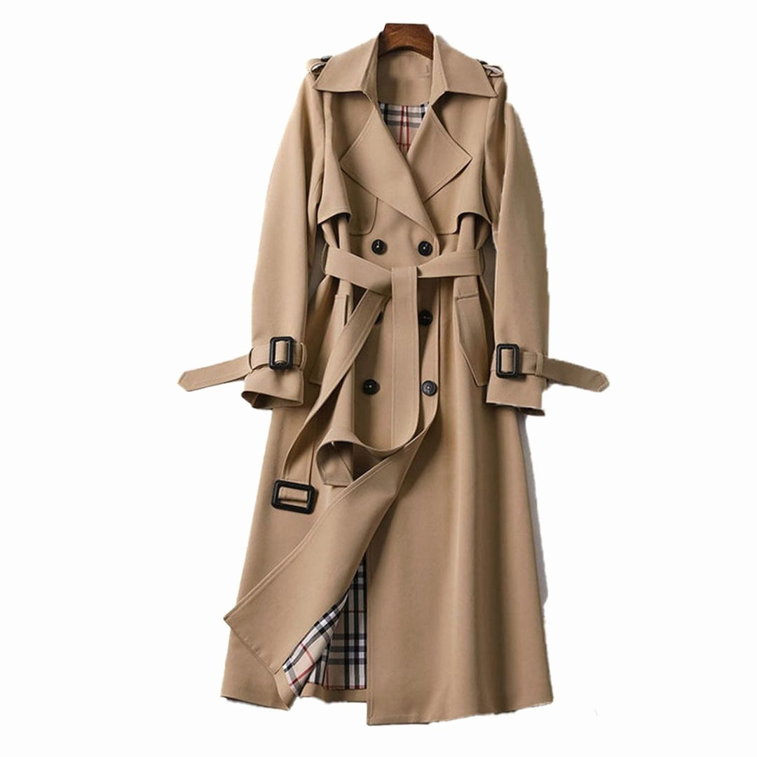 Women's Classic Double-Breasted Belted Trench Coat - Beige
