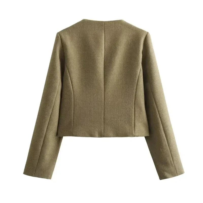 Ava | Women's Cropped Button Front Bomber Jacket Luvy Boutique