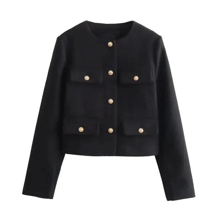 Ava | Women's Cropped Button Front Bomber Jacket Luvy Boutique