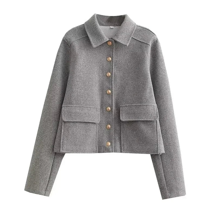 Amber | Women's Cropped Button Front Bomber Jacket Luvy Boutique