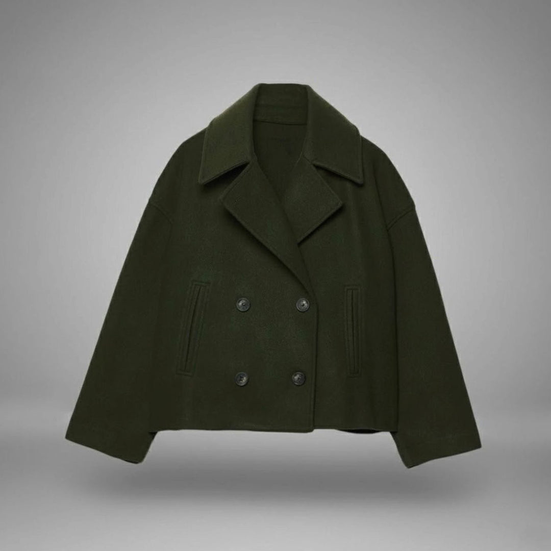 Women's Cropped Double-Breasted Short Jacket Tailored Peacoat