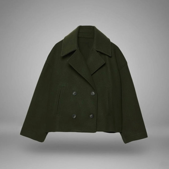 Women's Cropped Double-Breasted Short Jacket Tailored Peacoat
