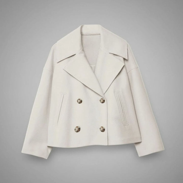 Women's Cropped Double-Breasted Short Jacket Tailored Peacoat