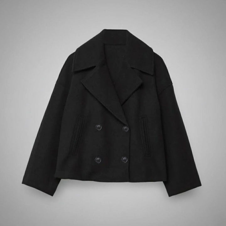 Women's Cropped Double-Breasted Short Jacket Tailored Peacoat