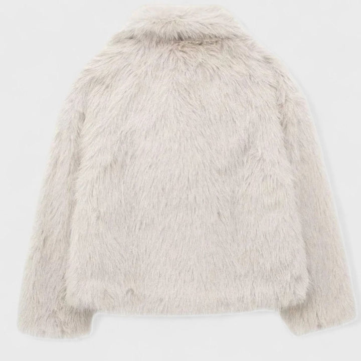 Women's Cropped Faux Fur Oversized-Collar Warm Jacket
