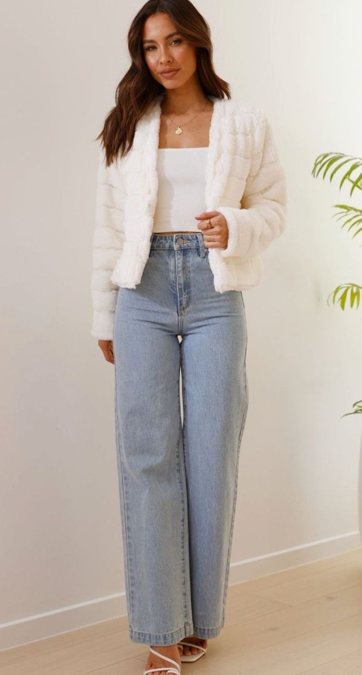 Women's Cropped Open-Front Faux Fur Evening Jacket