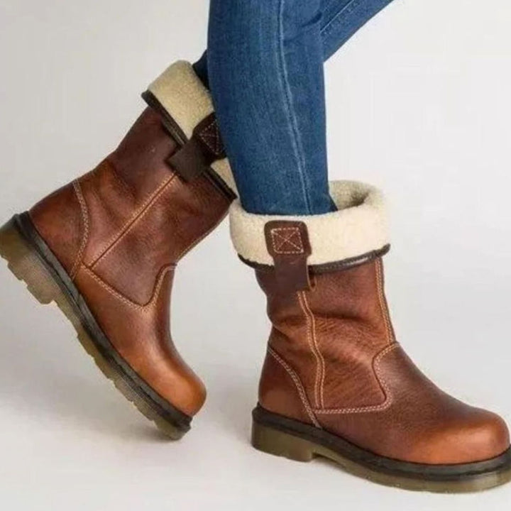 Women's Fleece-Lined Leather Pull-On Winter Boots