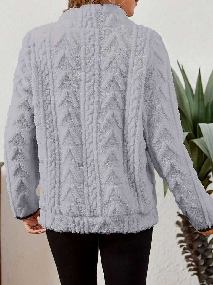 Women's Fleece Quarter-Zip Pullover Sweater Kangaroo Pocket