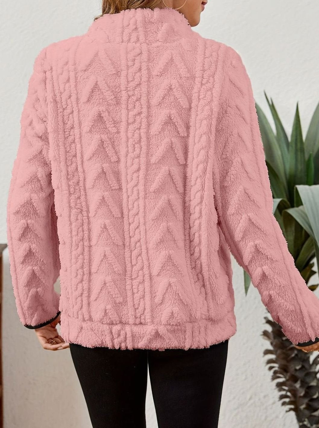 Women's Fleece Quarter-Zip Pullover Sweater Kangaroo Pocket
