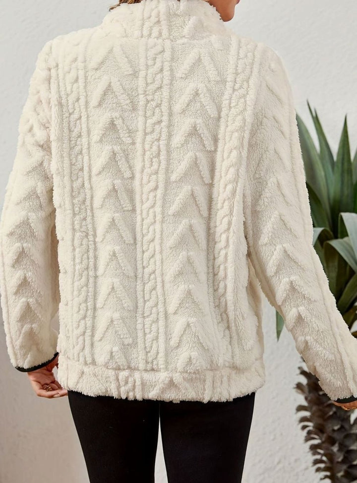 Women's Fleece Quarter-Zip Pullover Sweater Kangaroo Pocket