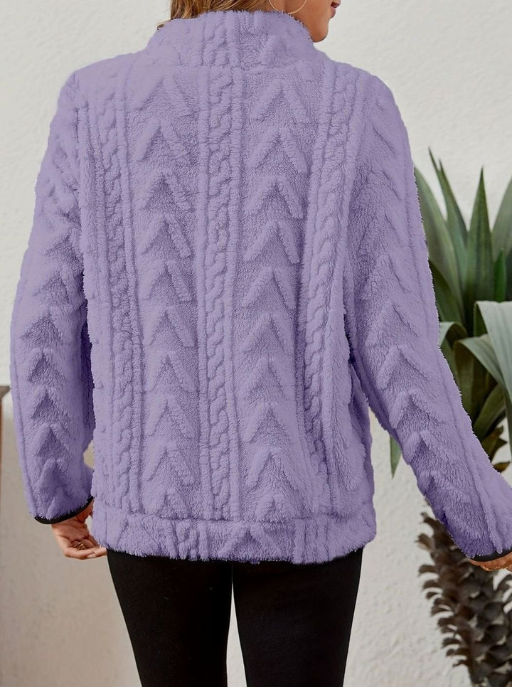 Women's Fleece Quarter-Zip Pullover Sweater Kangaroo Pocket