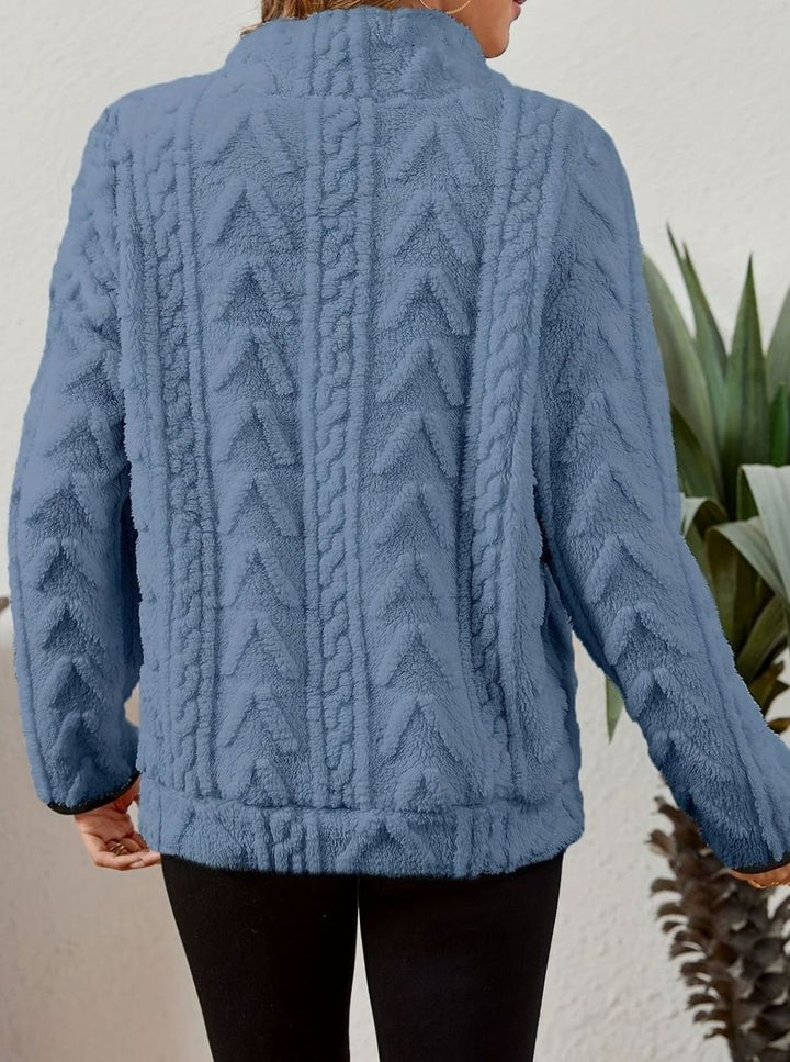 Women's Fleece Quarter-Zip Pullover Sweater Kangaroo Pocket
