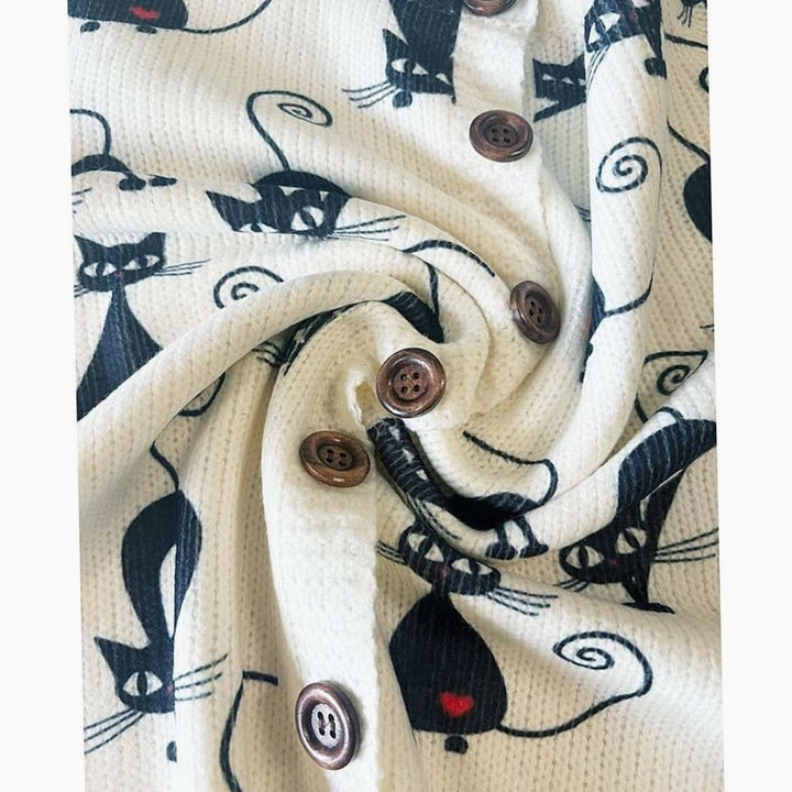 Women's Floral Button-Front Round-Neck Knit Cardigan