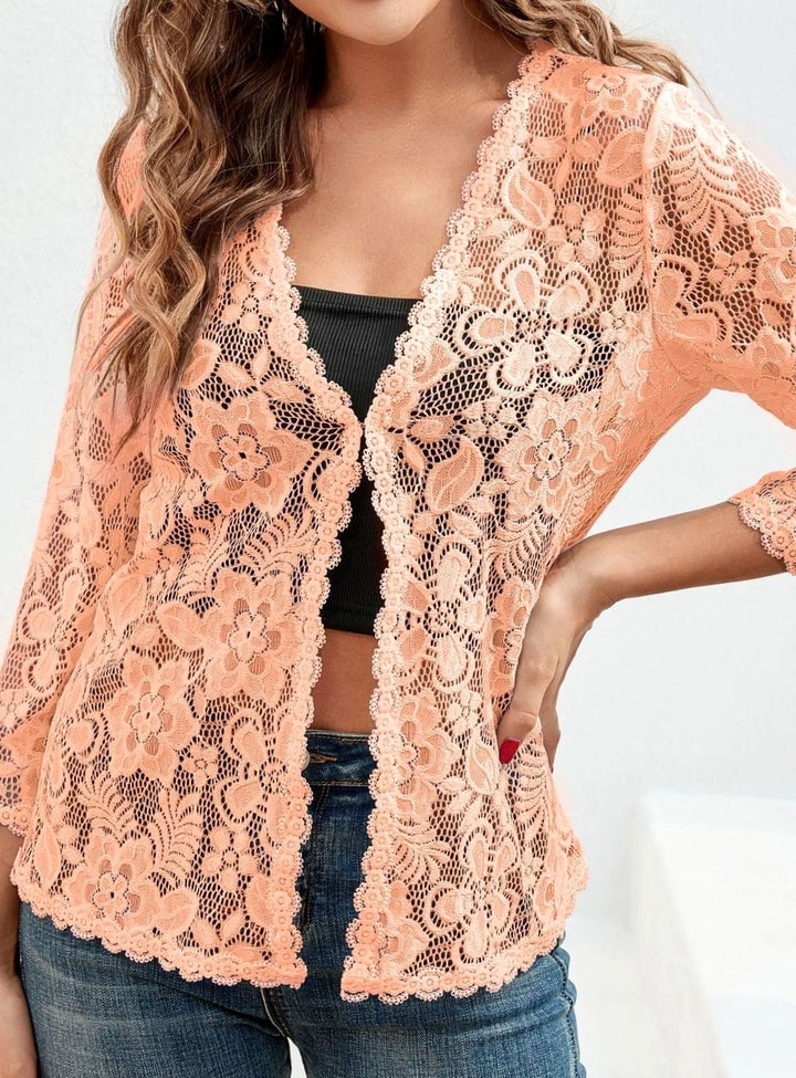 Women's Floral Lace Open-Front Cardigan
