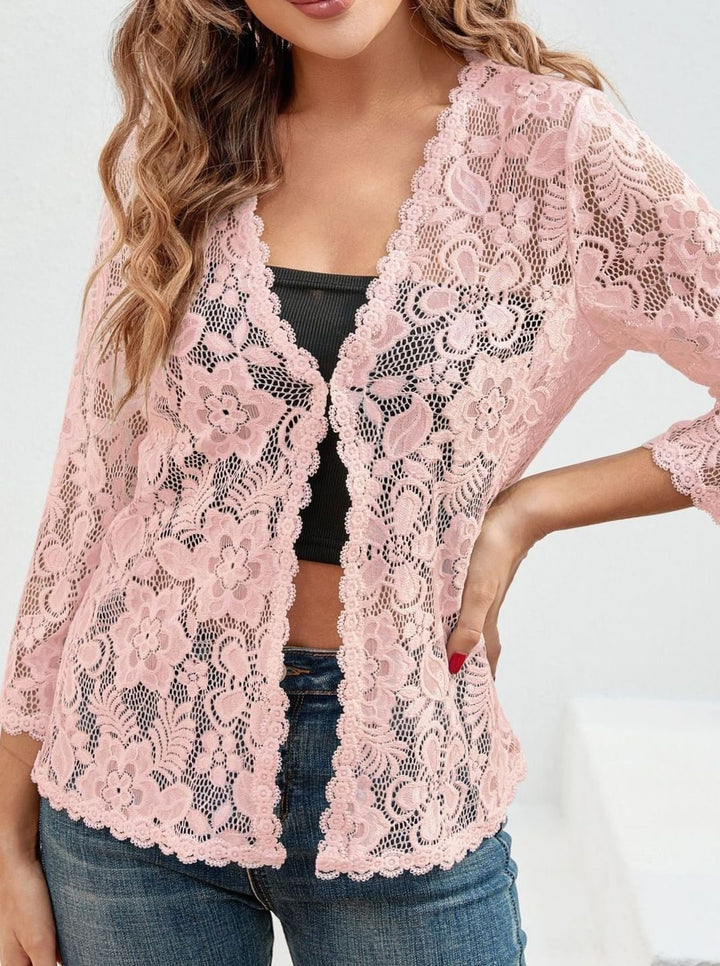 Women's Floral Lace Open-Front Cardigan