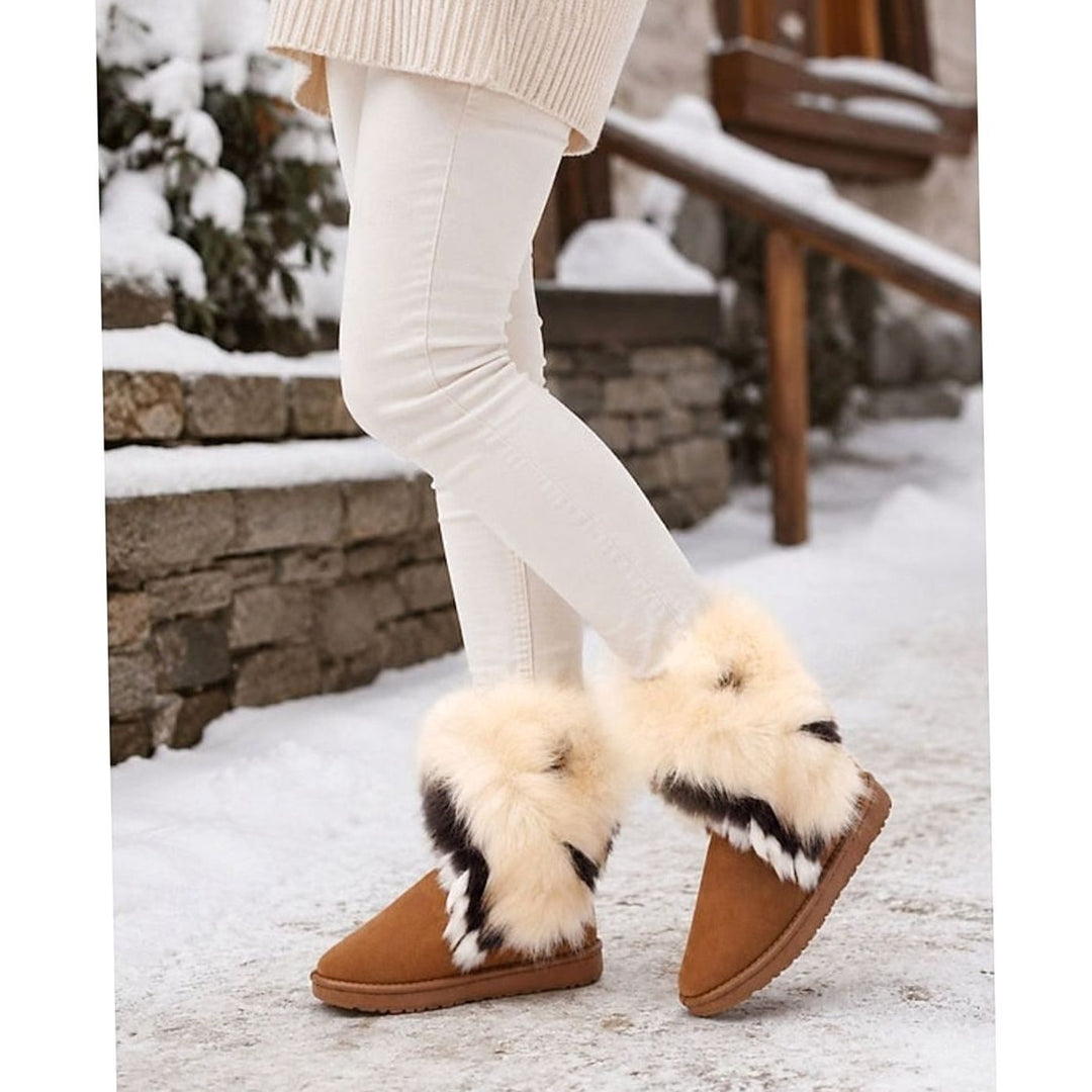 Women's Fluffy Fur-Trim Slip-On Winter Boots