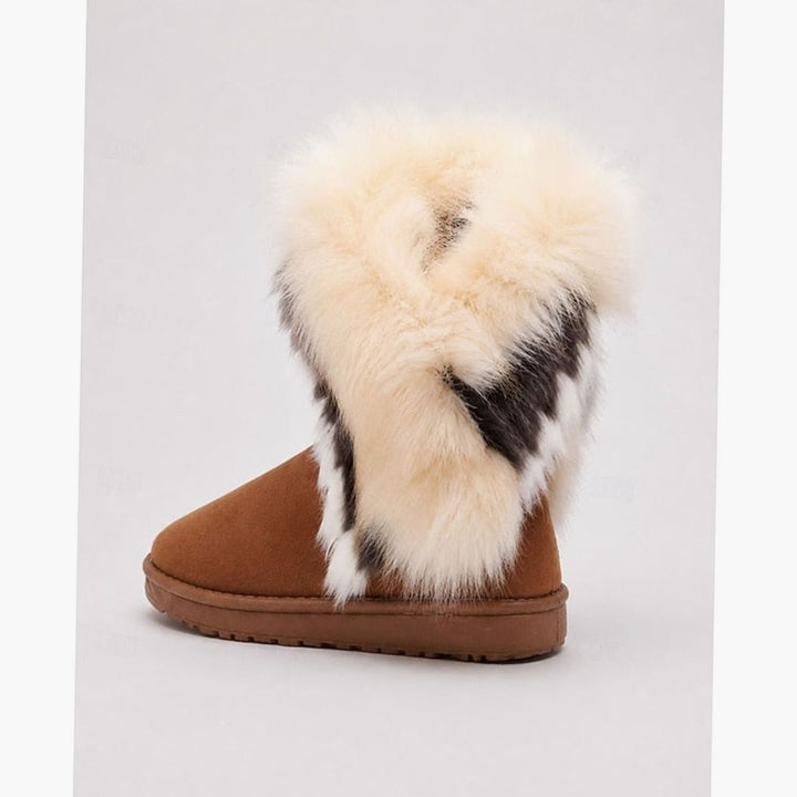 Women's Fluffy Fur-Trim Slip-On Winter Boots