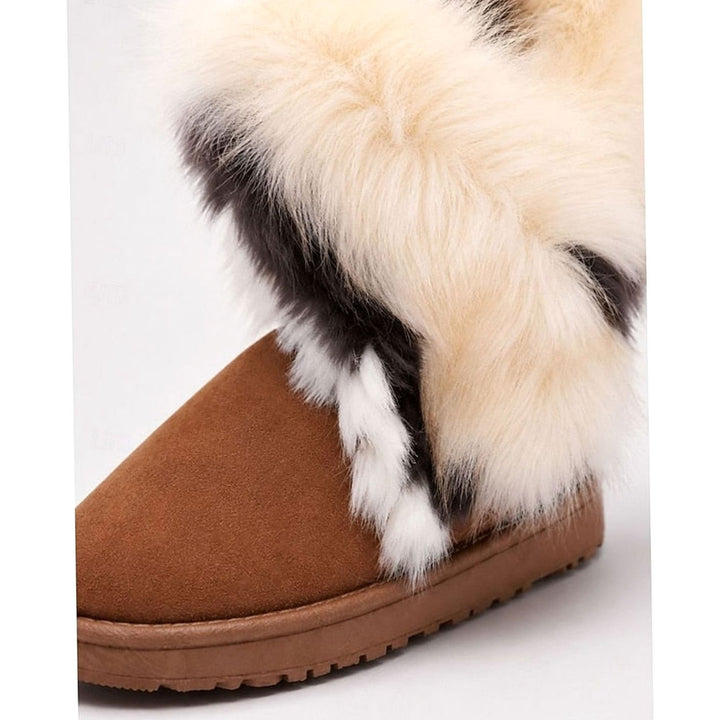 Women's Fluffy Fur-Trim Slip-On Winter Boots