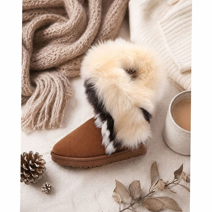Women's Fluffy Fur-Trim Slip-On Winter Boots