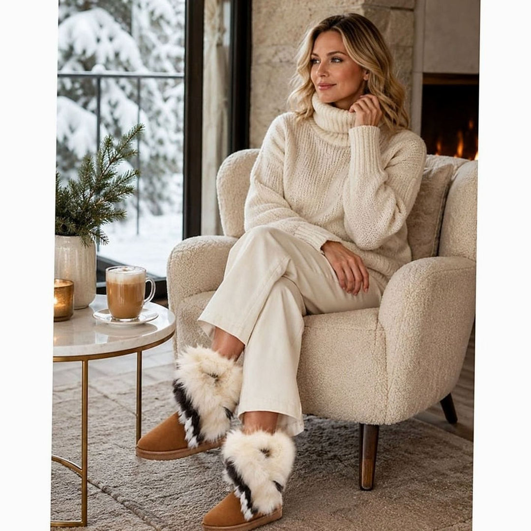 Women's Fluffy Fur-Trim Slip-On Winter Boots
