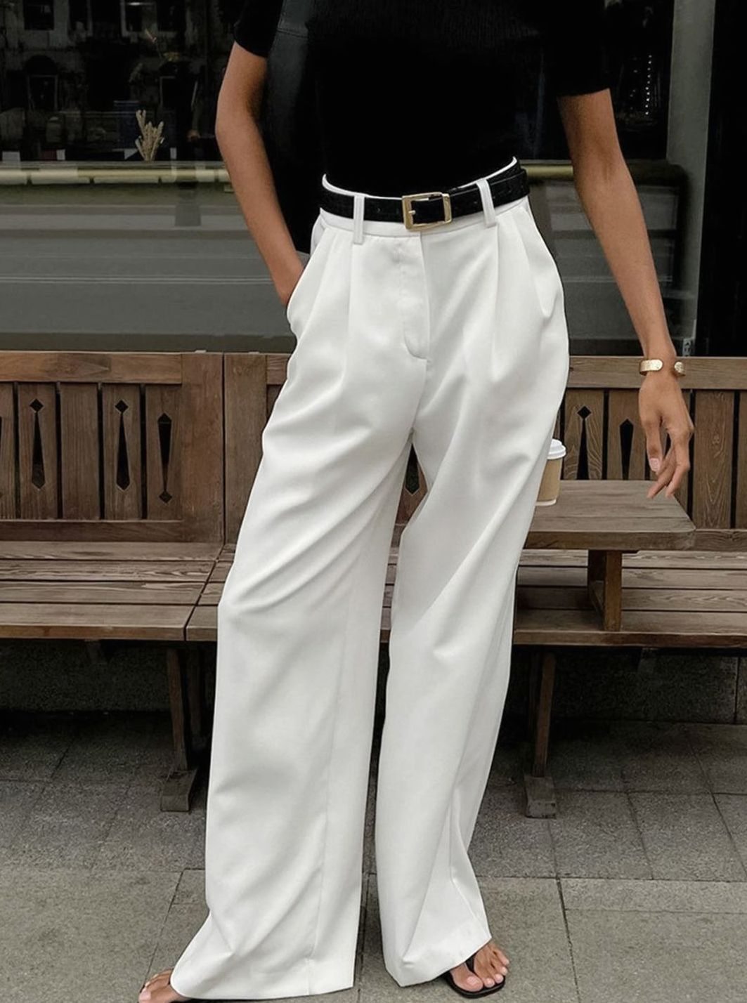 Women's High-Waist Wide-Leg Pleated Tailored Trousers