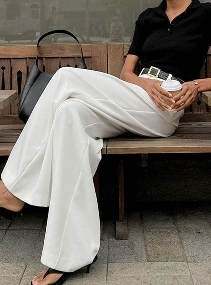 Women's High-Waist Wide-Leg Pleated Tailored Trousers