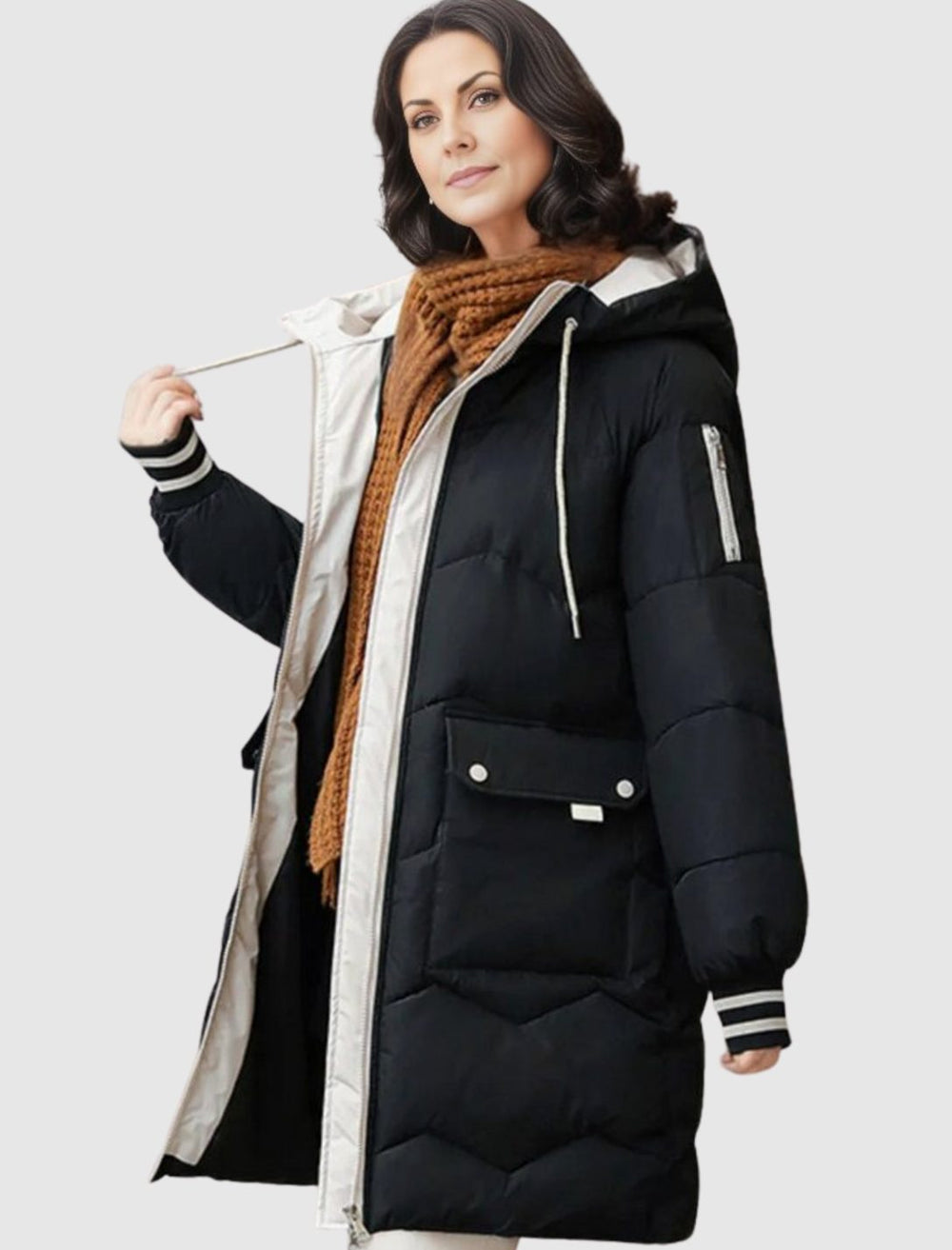 Women's Insulated Down Mid-Length Hooded Winter Coat