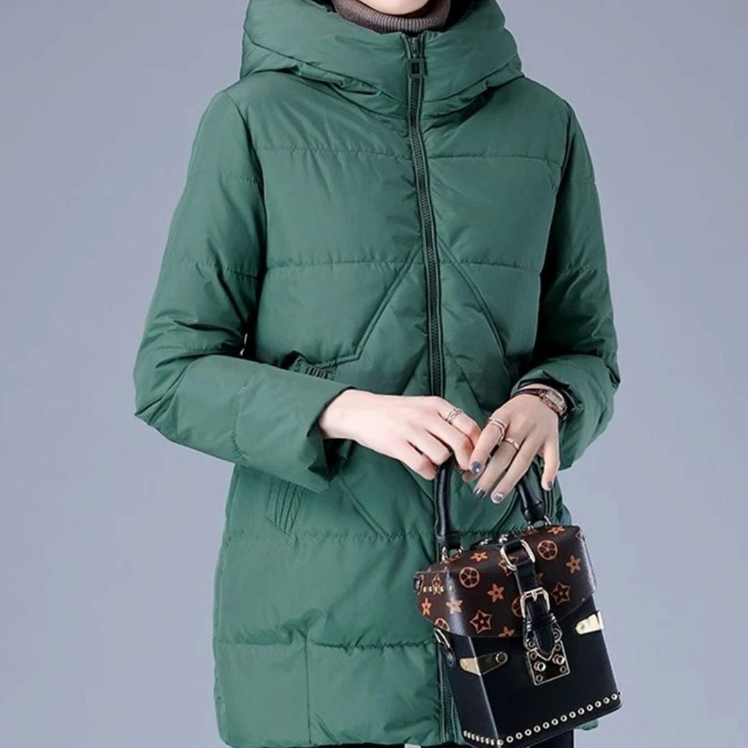 Women's Insulated Hooded Puffer Winter Jacket - Green