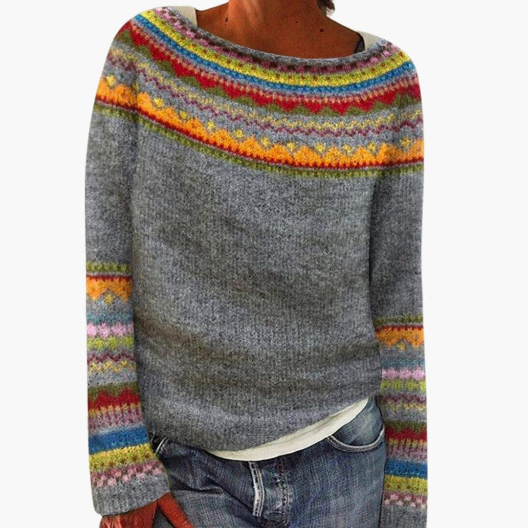 Women's Knitwear Merino Wool Sweater Fair Isle Striped Pullover