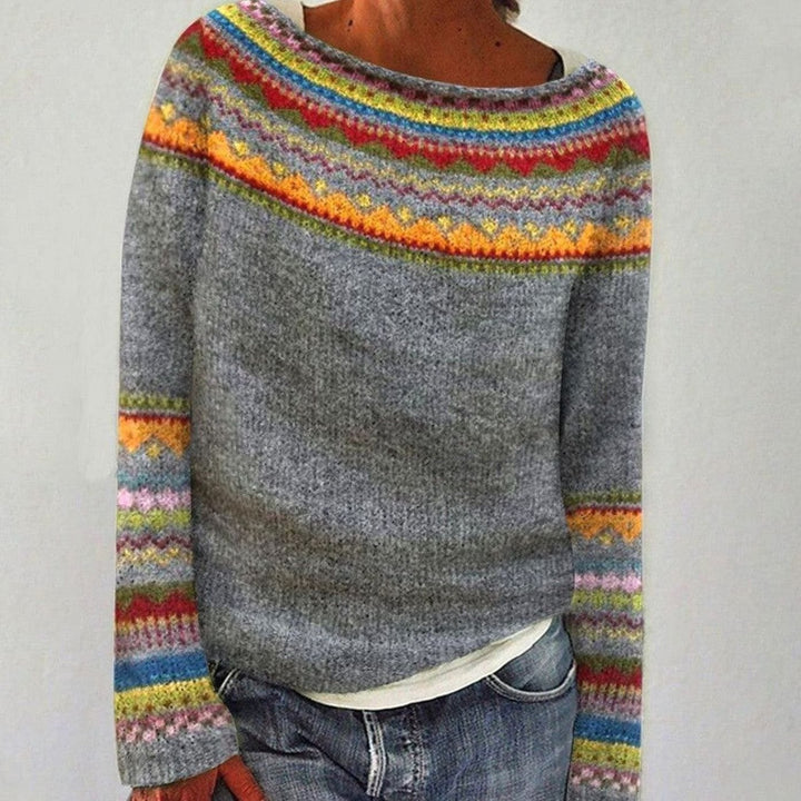 Women's Knitwear Merino Wool Sweater Fair Isle Striped Pullover
