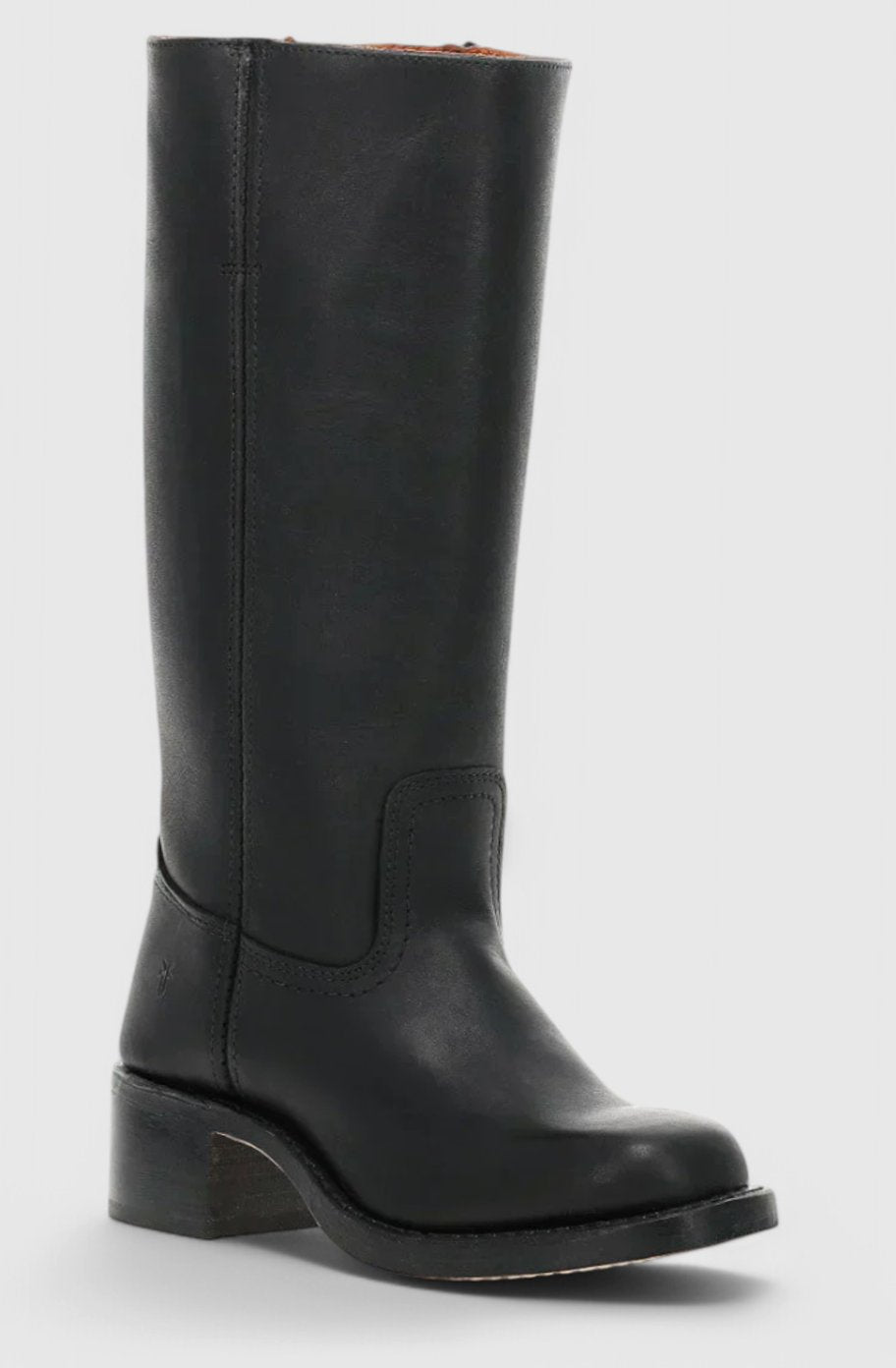 Women's Leather Knee-High Boots Stacked Block Heel