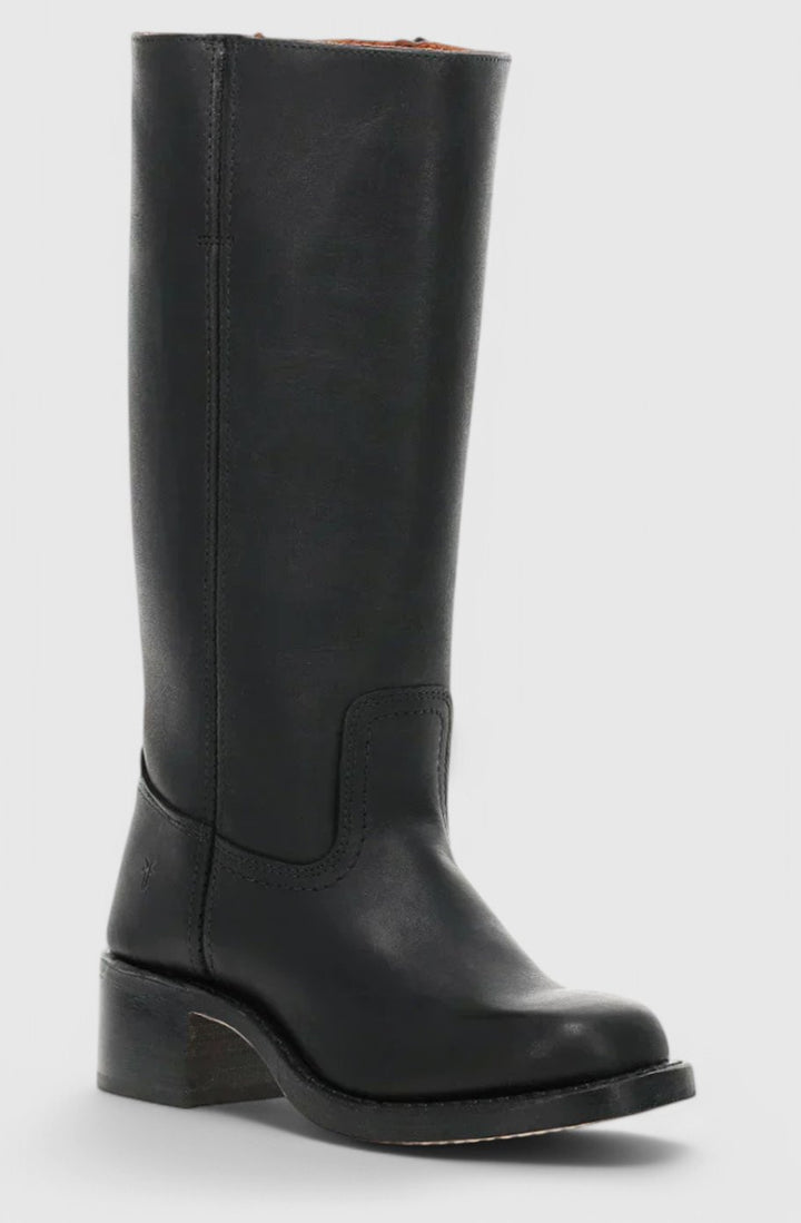 Women's Leather Knee-High Boots Stacked Block Heel