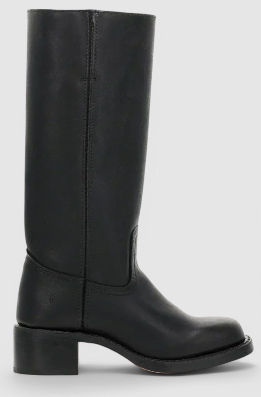 Women's Leather Knee-High Boots Stacked Block Heel