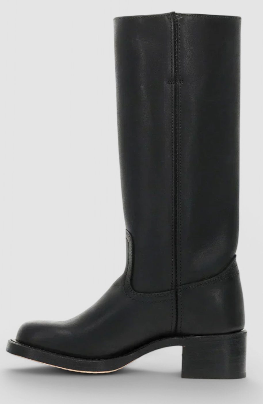 Women's Leather Knee-High Boots Stacked Block Heel
