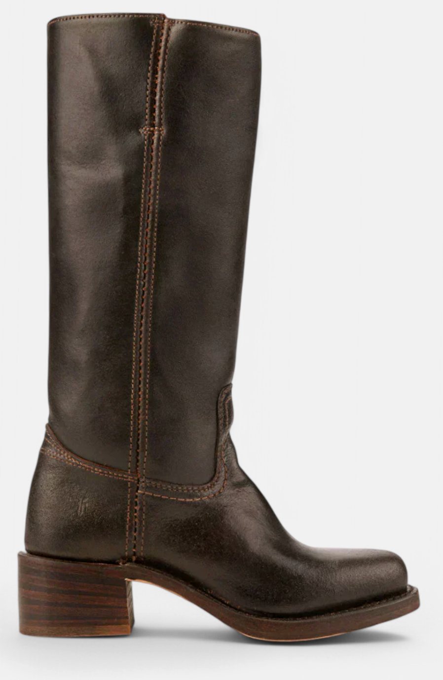 Women's Leather Knee-High Boots Stacked Block Heel