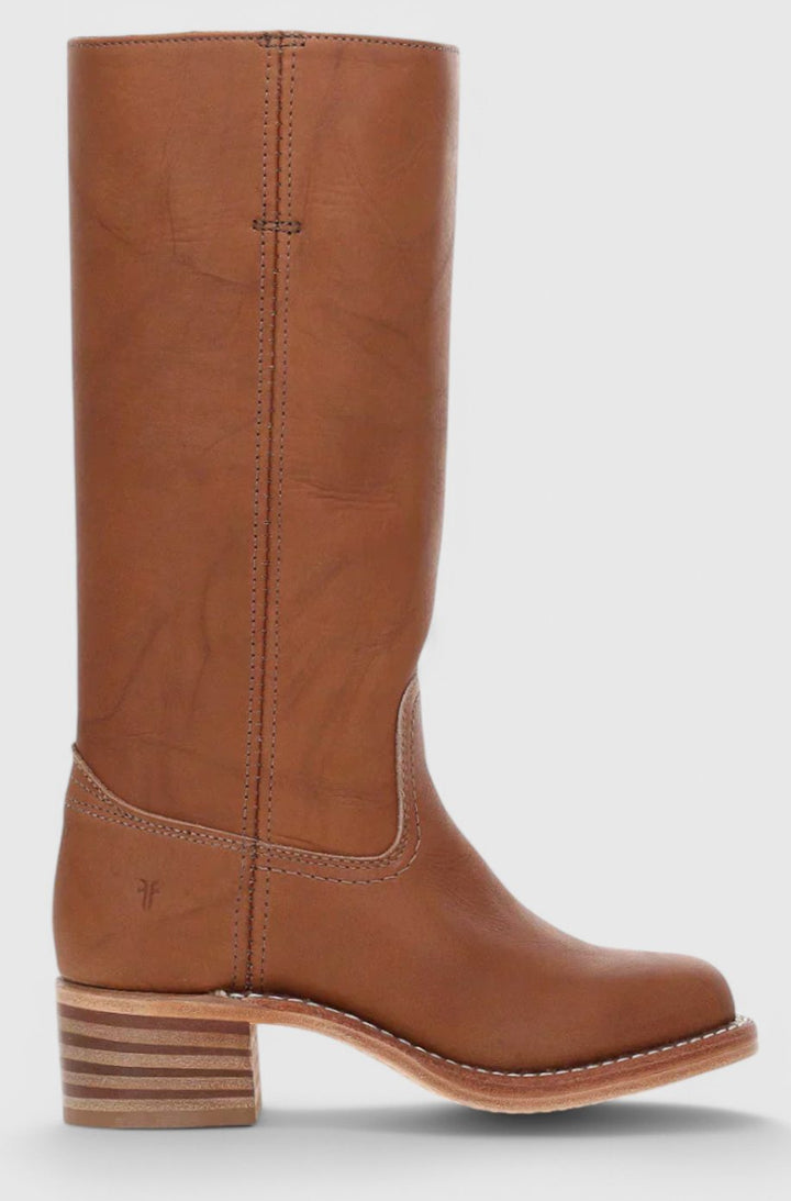 Women's Leather Knee-High Boots Stacked Block Heel