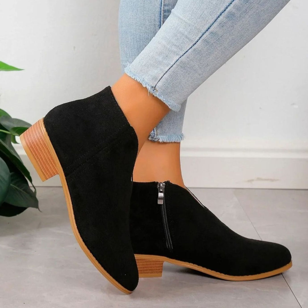 Women's Leopard Print Block-Heel Side-Zip Ankle Boots