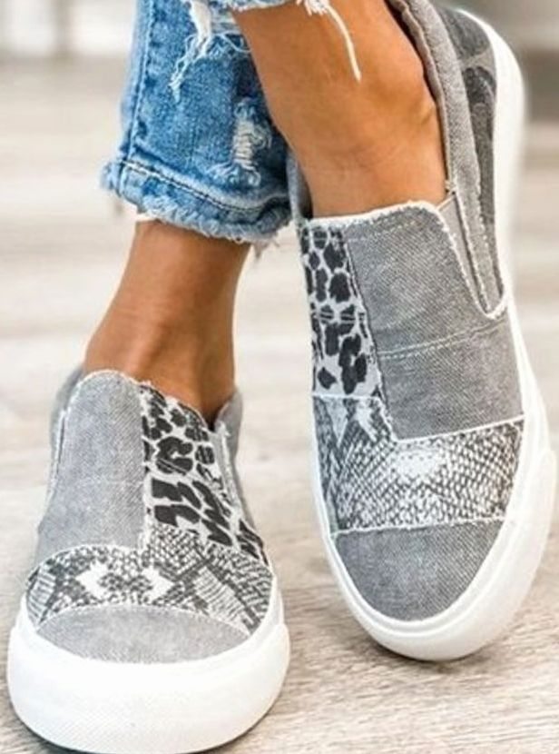 Women's Leopard Print Slip-On Canvas Sneakers
