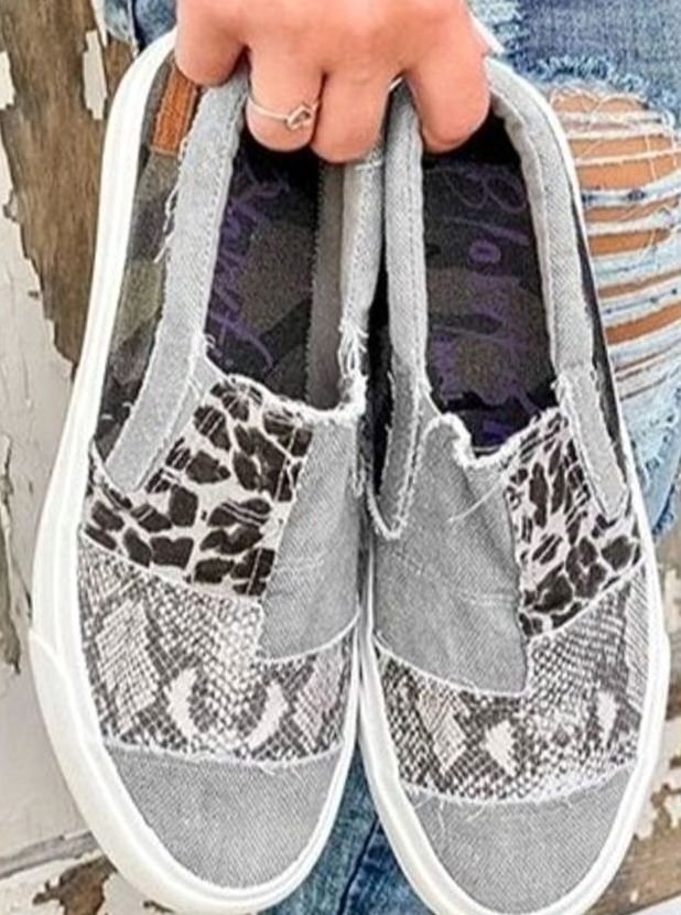 Women's Leopard Print Slip-On Canvas Sneakers