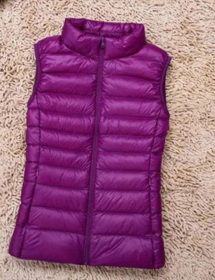 Women's Lightweight Quilted Zip-Front Puffer Vest - Purple