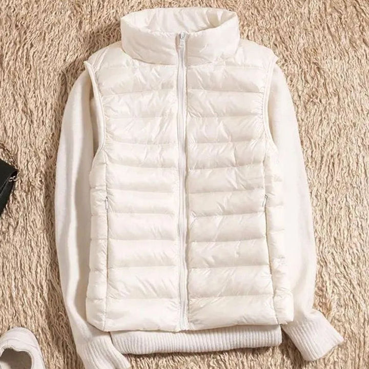 Women's Lightweight Quilted Zip-Front Puffer Vest - White